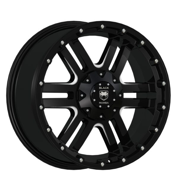 Black Mamba M-3 20x9 Matt Black with Machined Rivets and Milling