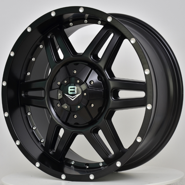 V8 V-11 17x8 Matt Black with Machined Rivets