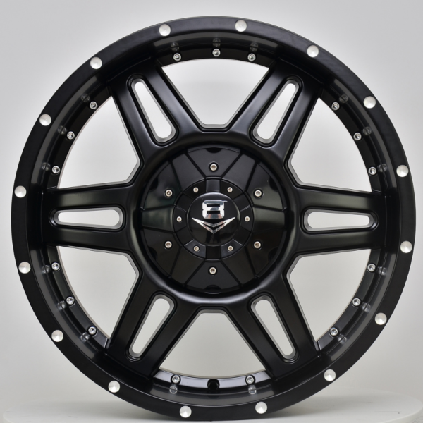 V8 V-11 17x8 Matt Black with Machined Rivets