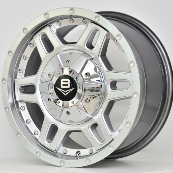 V8 V-11 20x9 Hyper Silver with Machined Rivets