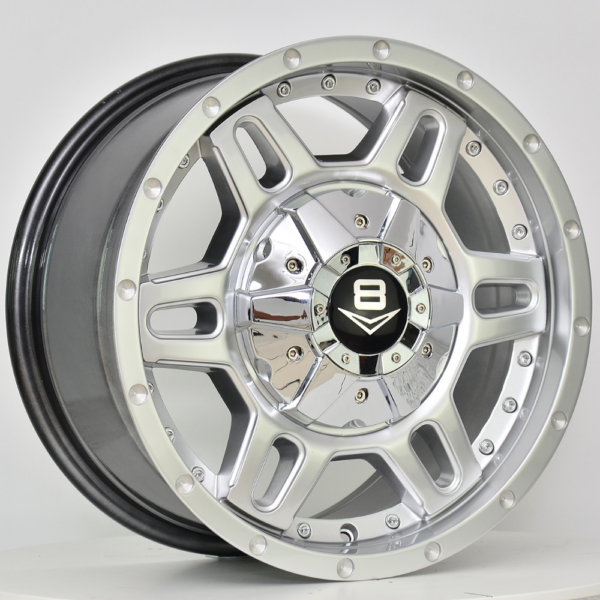 V8 V-11 20x9 Hyper Silver with Machined Rivets