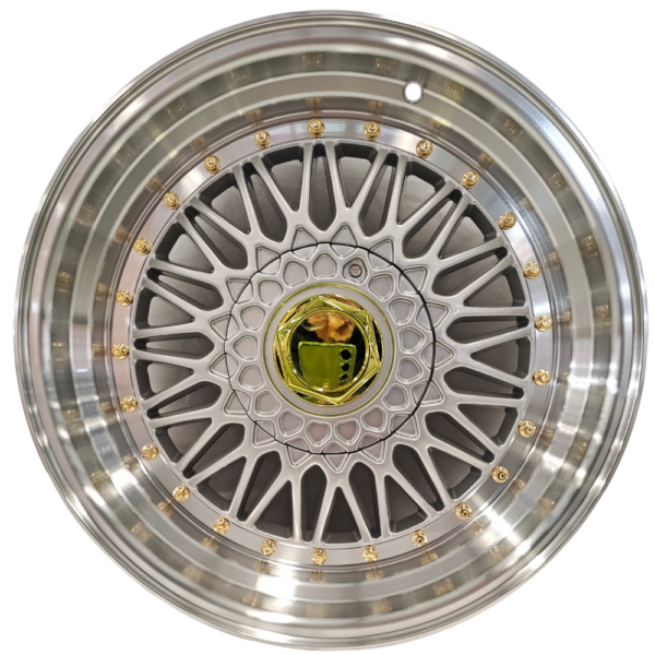 BSA BSA-004 17x8 Hyper Silver With Machined Lip And Gold Rivets