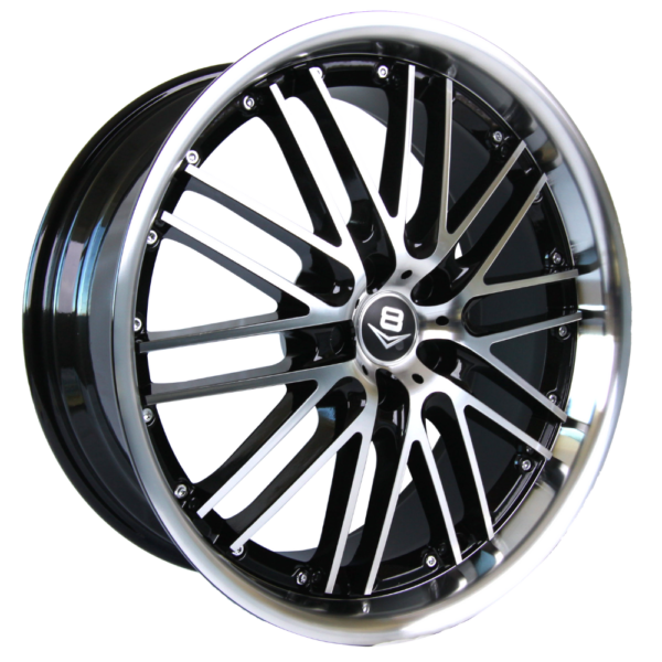 V8 V-12  20x8.5 Gloss Black with Machine Face (Out of Stock)